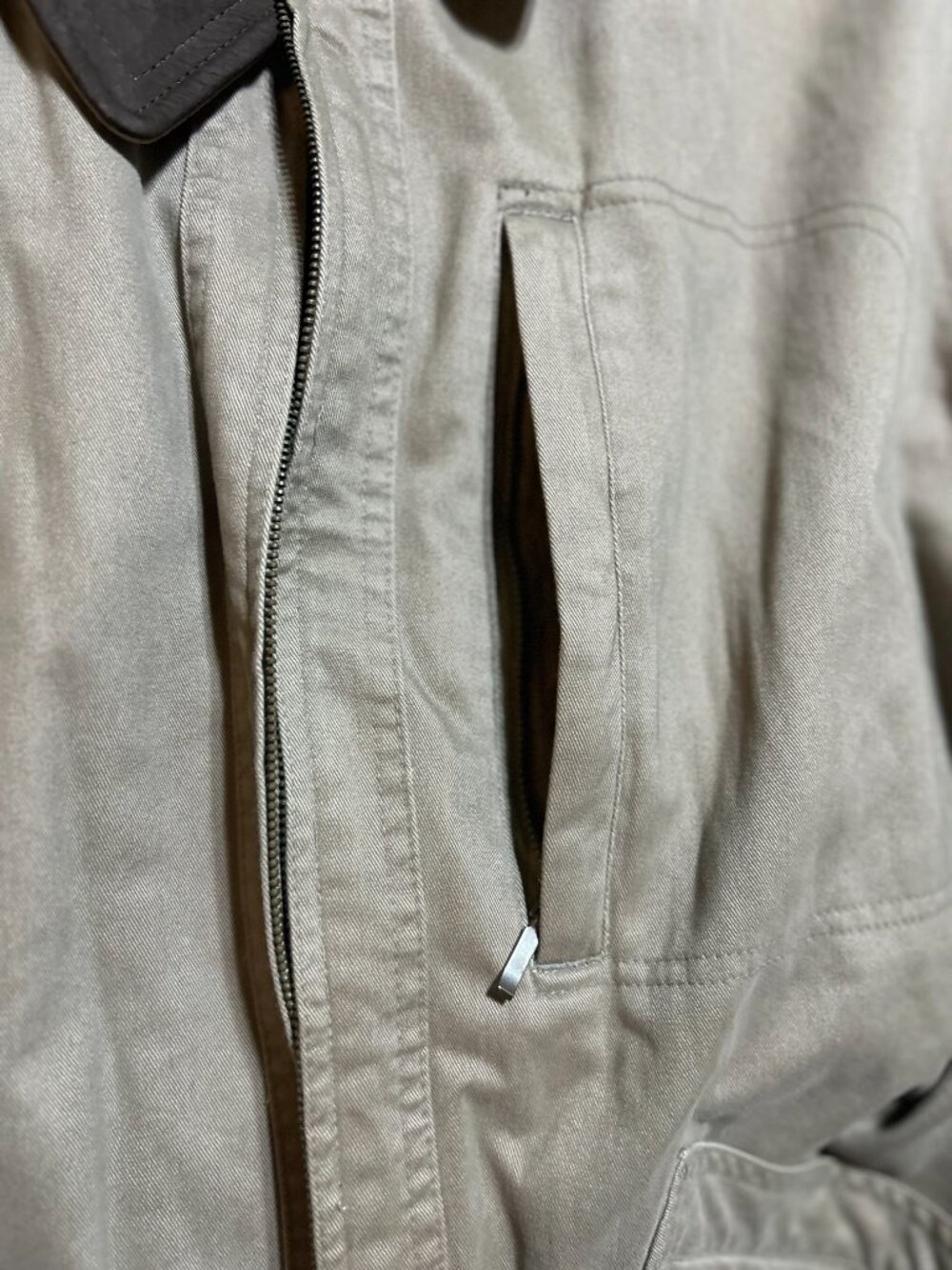 Vintage Aberdeen Authentic Canvas barn chore coat jacket;Leather Collar; XL; zip - Picture 9 of 15